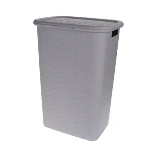 Storage Solutions Wasmand - Rotan - Met Deksel - Grijs - 60 Liter - 33 X 44 X 60 Cm - Gevlochten Kunststof