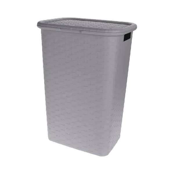 Storage Solutions Wasmand - Rotan - Met Deksel - Grijs - 60 Liter - 33 X 44 X 60 Cm - Gevlochten Kunststof thumbnail