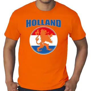 Bellatio Decorations Grote Maten Oranje Fan T-shirt Voor Heren - Holland Met Oranje Leeuw - Nederland Supporter - Ek/ Wk Shirt / Outfit Xxxl