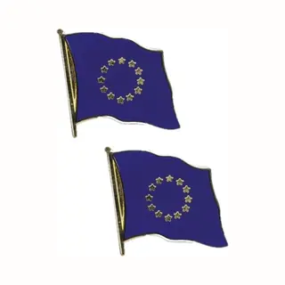Pin Vlag Europa - 2x - 2 Cm - Vlaggen Speldje - Supporter - Mini Broche - Landen - Ek/Wk