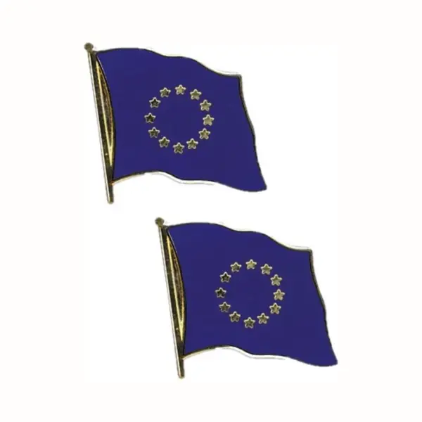 Pin Vlag Europa - 2x - 2 Cm - Vlaggen Speldje - Supporter - Mini Broche - Landen - Ek/Wk thumbnail