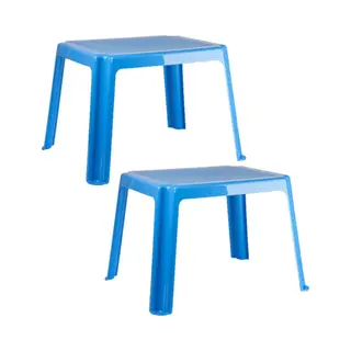 Plasticforte 2x Stuks Kunststof Kindertafels Blauw 55 X 66 X 43 Cm - Kindertafel Buiten - Bijzettafel