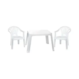 Kunststof Kindertuinset Tafel Met 2 Stoelen Wit