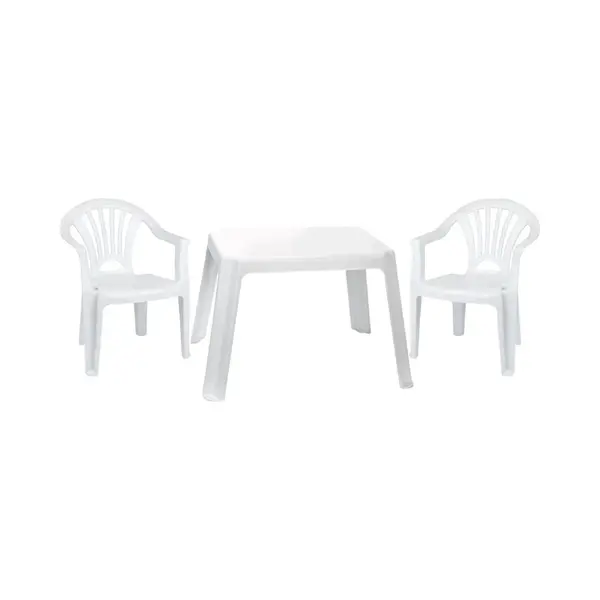 Kunststof Kindertuinset Tafel Met 2 Stoelen Wit thumbnail