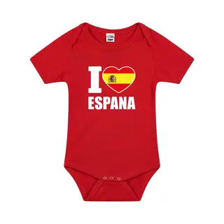 Bellatio Decorations I Love Espana Baby Rompertje - Rood - Vlag Spanje Print - Jongen/meisje - Kraamcadeau - Babykleding - Espana 56