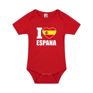 Bellatio Decorations I Love Espana Baby Rompertje - Rood - Vlag Spanje Print - Jongen/meisje - Kraamcadeau - Babykleding - Espana 80