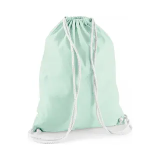 2x Stuks Sporten/zwemmen/festival Gymtas Mintgroen Met Rijgkoord 46 X 37 Cm Van 100% Katoen - Kinder Sporttasjes