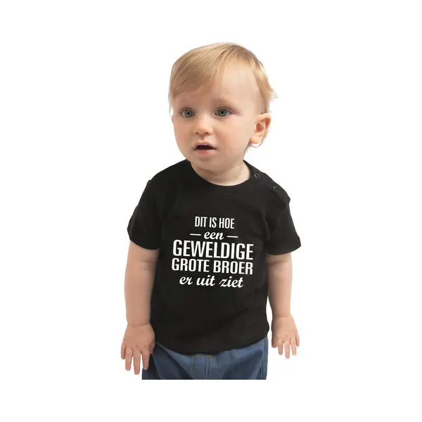 Bellatio Decorations Geweldige Grote Broer Cadeau T-shirt Zwart Voor Babys / Jongens - Shirt Voor Broers 62 thumbnail