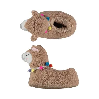 Apollo Kinder Sloffen Alpaca / Lama - Dieren Pantoffels - Taupe - Maat 29-30 - Warme Wintersloffen