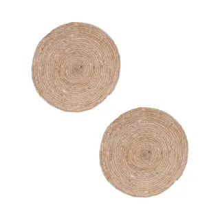 Excellent Houseware Placemats - 2x - Rond - Riet - Gevlochten - Rotan - 38 Cm