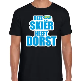 Bellatio Decorations Apres Ski T-shirt Deze Skieer Heeft Dorst - Zwart Heren - Wintersport Shirt - Foute Apres Ski Kleding / Verkleedkleding M