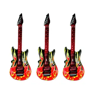 Krüger Opblaasbaar Gitaar - 3x - Met Vlammen - 100 Cm - Speelgoed Gitaar