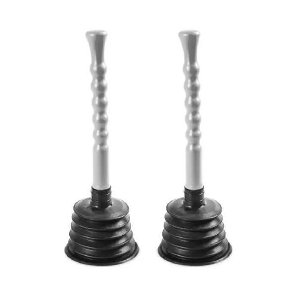 Hega hogar 2x Stuks Zwart/grijze Toilet/gootsteen Ontstoppers Ploppers 11 X 33 Cm - Kunststof/plastic Ontstoppers/ploppers thumbnail