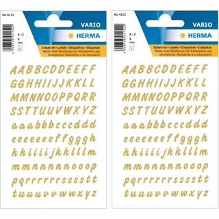 Herma Alfabet Plak Letters A-Z Stickers - Vellen Met 440x Stuks - Goud/transparant - 8 Mm