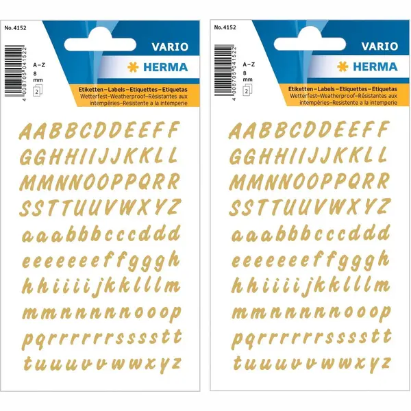 Herma Alfabet Plak Letters A-Z Stickers - Vellen Met 440x Stuks - Goud/transparant - 8 Mm thumbnail