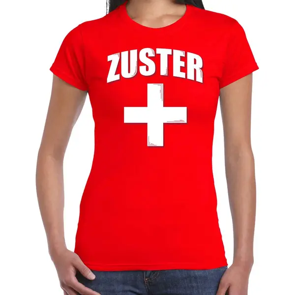 Bellatio Decorations Zuster Met Kruis Verkleed T-shirt Rood Voor Dames - Verpleegster Carnaval / Feest Shirt Kleding / Kostuum M thumbnail