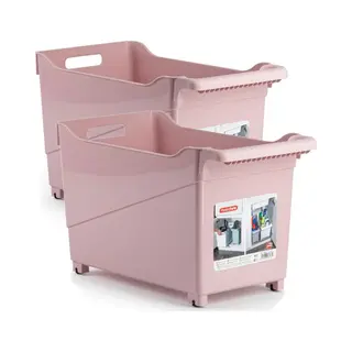 Plasticforte Opbergbox - Set Van 2x Stuks - Roze - 45 X 24 Cm - Kunststof - Op Wieltjes