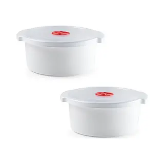 Plasticforte 2x Stuks Magnetron Voedsel Opwarmen Potjes/bakjes 3 Liter Met Speciale Deksel - 25 X 23 X 10 Cm