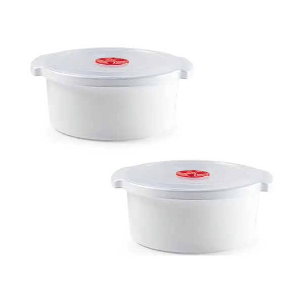 Plasticforte 2x Stuks Magnetron Voedsel Opwarmen Potjes/bakjes 3 Liter Met Speciale Deksel - 25 X 23 X 10 Cm thumbnail