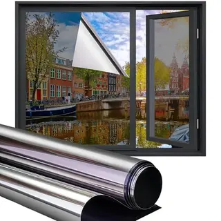 Homewell Isolerende Hr+ Raamfolie 90x200cm - Statisch Zonwerende Folie Met Spiegeleffect - Zilver 25%