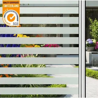 Homewell Sichtschutzfolie – Milchglas Mit Weißen Streifen, Selbstklebend & Statisch Haftend – Fensterfolie Für Wohnzimmer, Bad, Küche & Büro
