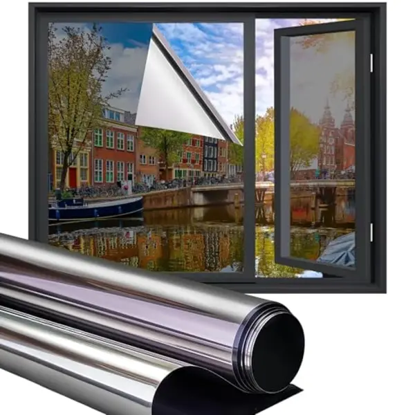 Homewell Isolerende Hr+ Raamfolie 90x300cm - Statisch Zonwerende Folie Met Spiegeleffect - Zilver 25% thumbnail