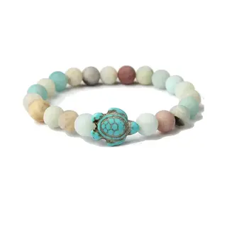 Sparkolia Edelsteen Kralen Armband Schildpad Amazoniet | 19 Cm Blauw