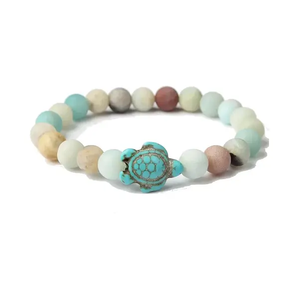 Sparkolia Edelsteen Kralen Armband Schildpad Amazoniet | 19 Cm Blauw thumbnail