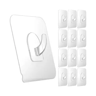 Yono Plakhaakjes Zelfklevend - 12 Stuks - Handdoekhaakjes - Zelfklevende Haakjes - Transparant