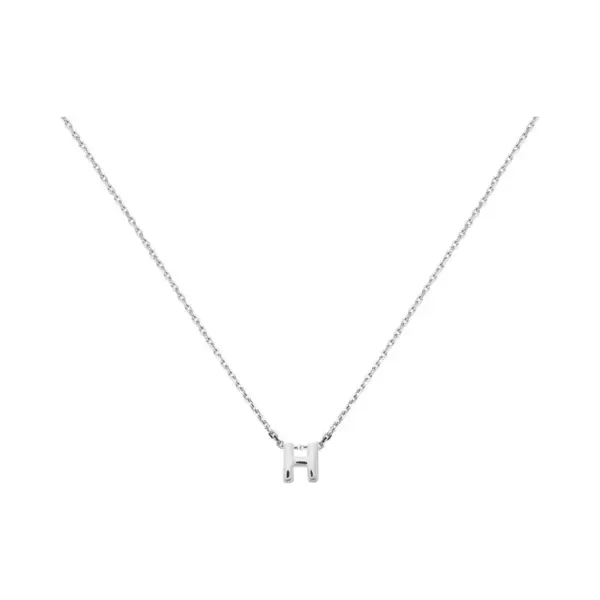 Yo&No - Ketting - Zilver - Anker - Letter H - 1, 1 Mm - 41 + 4 Cm - Sieraden Vrouw - Gerhodineerd - Zilver 925 thumbnail