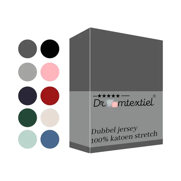 Droomtextiel Dubbel Jersey Hoeslaken Antraciet Eenpersoons 90x200 Cm 100% Katoen - Hoge Hoek - Heerlijk Zacht - Strijkvrij - Rondom Elastiek - Stretch thumbnail