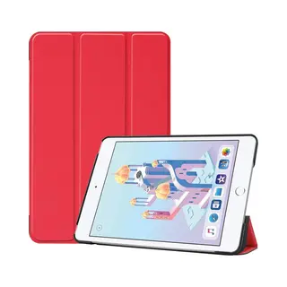 Opline Tablethoes Geschikt Voor, Apple IPad Mini 4 / 5 - Ultraslanke Hoesje Tri-Fold Cover Case - Rood