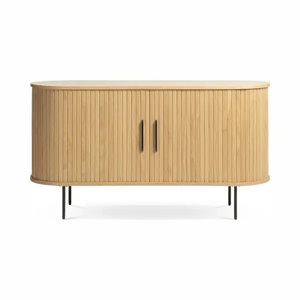 Gewoonstijl Olivine Olivine Lenn Sideboard Naturel - Hout - Dressoir - Met Schuifdeuren - Verstelbare Planken - Ovaal - Modern - Opbergkast - 140 X 45 X 76 Cm thumbnail
