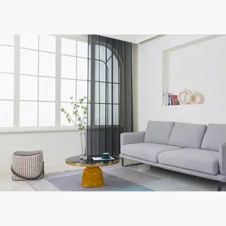Maroyathome Bibiana - Vitrage - Kant En Klaar - Plooiband - Loodveter - Schelphaken - Embrasse - Zwart - 200 X 180 Cm - 200 Cm Breed - 180 Cm Lengte -