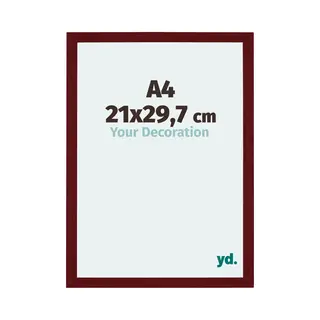 Yd. Your Decoration - Bilderrahmen Din A4 21x29.7 Cm - Weinrot Gewischt - Billderrahmen Aus Mdf Mit Acrylglas - Antireflex - Din A4 21x29.7 Rahmen -