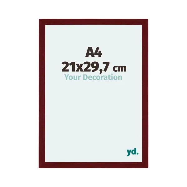 Yd. Your Decoration - Bilderrahmen Din A4 21x29.7 Cm - Weinrot Gewischt - Billderrahmen Aus Mdf Mit Acrylglas - Antireflex - Din A4 21x29.7 Rahmen - thumbnail