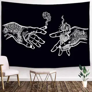 Ulticool Wandkleed 200x150 Cm - Wiet Cannabis Jonko Joint Henna Tattoo - Voor Binnen - Wandtapijt Wanddoek Stof Poster Backdrop Frame Decoratie
