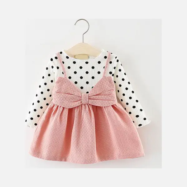 Baby Garden Baby Jurkje Strikje Roze Maat 92 thumbnail