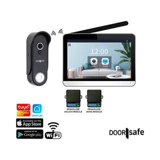 Doorsafe 4655 Pro + Wifi & App - Hd Draadloze Internet Camera Deurbel + 7" Touchscherm - Deurbel Op Accu Of Stroom - Draadloos, Langer Bereik - Scherm