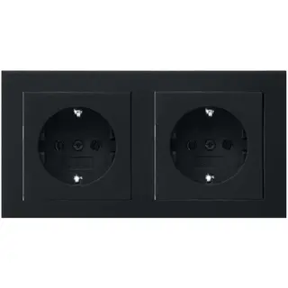 Zwarte Wandcontactdoos - Inbouw - Dubbel Stopcontact - Mat Zwart - Ovivo