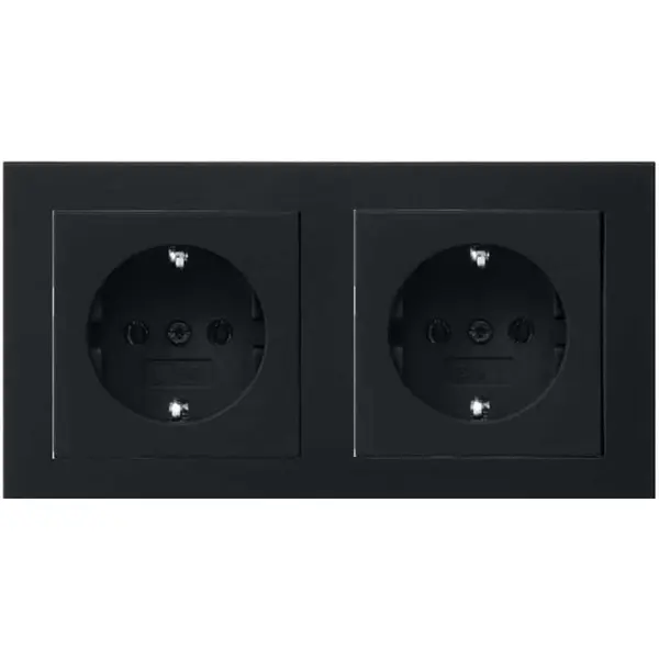 Zwarte Wandcontactdoos - Inbouw - Dubbel Stopcontact - Mat Zwart - Ovivo thumbnail