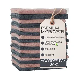Ms.Clear ProDry - Premium Microvezeldoekjes - Set Van 20x2 Poetsdoeken - 30x40cm - 300gsm - Hoge Kwaliteit - Multi Wasbaar - Effectief Zonder