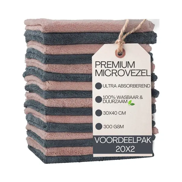 Ms.Clear ProDry - Premium Microvezeldoekjes - Set Van 20x2 Poetsdoeken - 30x40cm - 300gsm - Hoge Kwaliteit - Multi Wasbaar - Effectief Zonder thumbnail