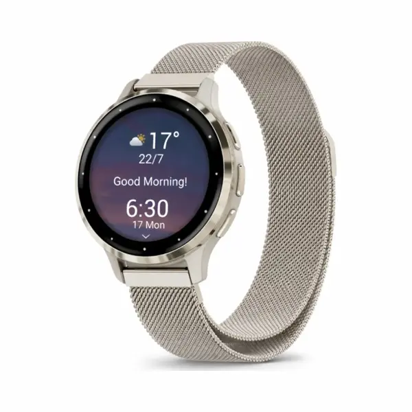 By Qubix - Smartwatch Bandje 22mm - Geschikt Voor Garmin Venu 2 / Garmin Venu 3 - Milanese Bandje - Vintage Goud - Geschikt Voor Garmin Bandje thumbnail