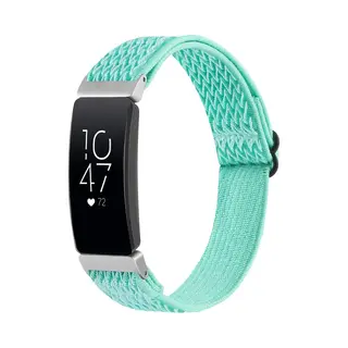 By Qubix Geschikt Voor Fitbit Inspire 2 & Ace 3 Elastische Solo Loop Nylon Bandje - Turquoise Smartwatchbandje Bandje Armband Polsband Strap Band