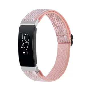 By Qubix Geschikt Voor Fitbit Inspire 2 & Ace 3 Elastische Solo Loop Nylon Bandje - Roze Smartwatchbandje Bandje Armband Polsband Strap Band Watchband