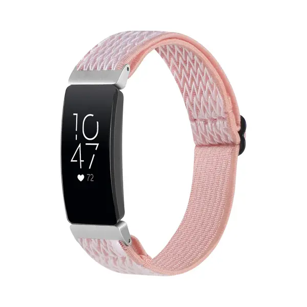 By Qubix Geschikt Voor Fitbit Inspire 2 & Ace 3 Elastische Solo Loop Nylon Bandje - Roze Smartwatchbandje Bandje Armband Polsband Strap Band Watchband thumbnail