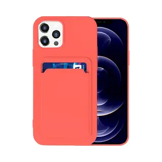 LuxeBass Hoesje Geschikt Voor IPhone 13 Pro Max - Siliconen Hoesje - Donker Roze - Pasjeshouder- Telefoonhoesjes - Gsm Hoesje - Telefoonhoes -