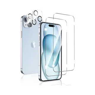 Opline Glasplaatje Screen Protector 2x En Camera Lens Protector 2x / Tempered Glass Screen Protector Geschikt Voor, IPhone 15 Plus - Beschermglas -