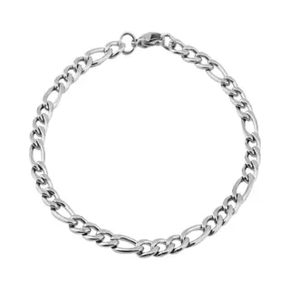 Fako Bijoux® - Schakelarmband Figaro - Armband Figaro Schakel - Staal - Rvs - 5mm - 22cm - Zilverkleurig